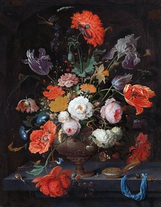 Still Life with Flowers and a Watch [c. 1660–c. 1679] by Abraham Mignon [1640–1679]