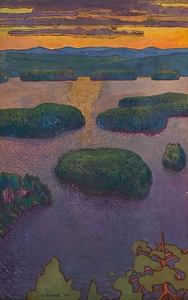 Sunset over a lake [1894] by Eero Järnefelt [1863–1937]