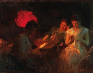 Bei der Handarbeit by Albert Ritzberger [1853–1915]