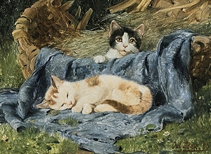 Two Kittens [1885] by Julius Adam the younger [1852–1913]