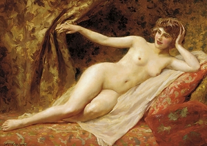 A reclining female nude by Abel Dominique Boye [1864–1934]