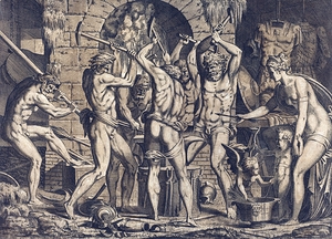 Venus at Vulcan’s Forge by Léon Davent [active 1540–1556]