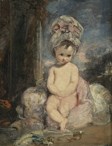 Infant Academy. The Mob Cap by Sir Joshua Reynolds [1723–1792]
