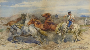 Separating A Stallion by Henry Enrico Coleman [1846–1911]