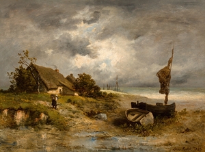A farmhouse by the sea [1881] by Leon Richet [1847–1902]