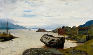 Jaktevrak. Ølve [1863] by Amaldus Nielsen [1838–1932]