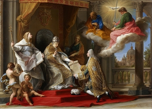 Pope Benedict XIV Presenting the Encyclical Ex Omnibus to the Comte de Stainville. Later Duc de Choiseul [1757] by Pompeo Batoni [1708–1787]