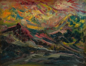Sunset in the Mountains [1940–1944] by Arnold Peter Weisz–Kubínčan [1898–1944]