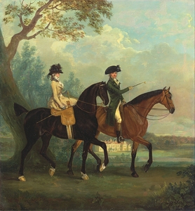 Marcia Pitt and Her Brother George Pitt. Later 2nd Baron Rivers. Riding in the Park at Stratfield Sa… by Thomas Gooch [ca. 1750–1802]