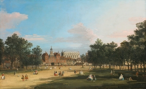 London. A View Of The Old Horse Guards And Banqueting Hall. Whitehall Seen From St. James’ Park by Canaletto [1697–1768]