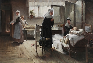 Evangeline Discovering her Affianced in the Hospital [between 1887 and 1889] by Samuel G. Richards [1853–1893]