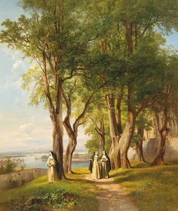 In The Nunnery Garden by Anton Hansch [1813–1876]
