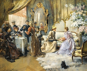 Le Gouter Au Salon Du Peintre by Madeleine–Jeanne Lemaire [1845–1928]