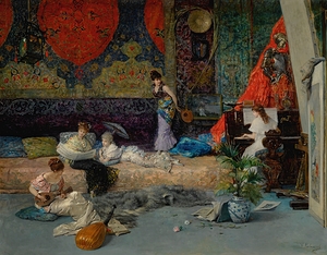 In The Studio by Vicente Palmaroli y González [1834–1896]