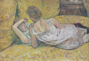 L’abandon [Les deux amies] [1895] by Henri de Toulouse–Lautrec [1864–1901]