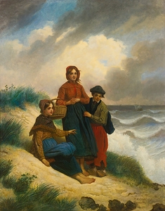Les Enfants Sur La Plage. Ou L’attente Du Pêcheur [1859] by Jacob Joseph Eeckhout [1793–1861]