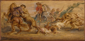 Study for ‘The Bear Hunt’ [for the Alcázar. Madrid] [c. 1639] by Peter Paul Rubens [1577–1640]