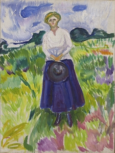 Woman in a Green Meadow [1917] by Edvard Munch [1863–1944]