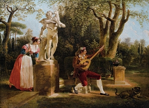 Elegante Listening To A Guitar Player In A Park In Rome [1791] by Jacques Sablet [1749–1803]