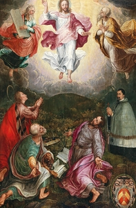 The Transfiguration of Christ on Mount Tabor with the Prophets Elijah and Moses with Saints John. Peter and James. And the donor Jacob Rassler [1568–1617] by Hans Caspar Memberger [1555–1618]