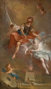 Saint Florian Rescuing The Burning Stockern Castle by Martin Johann Schmidt [1718–1801]