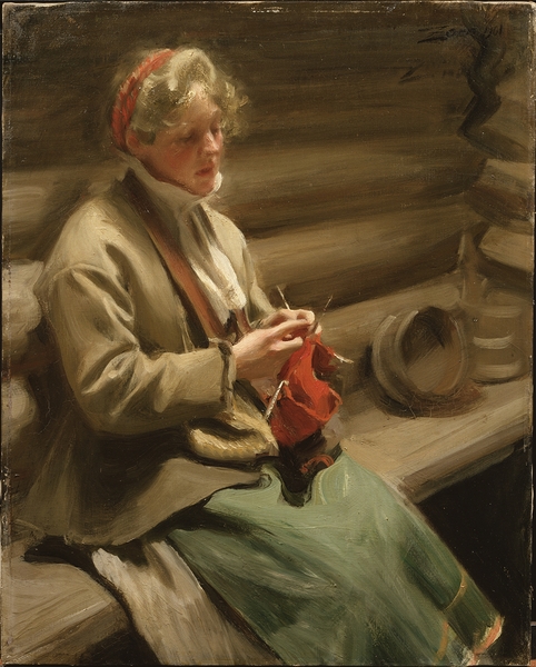 Dalecarlian Girl Knitting. Cabbage Margit [1901] by Anders Zorn [1860–1920] Print