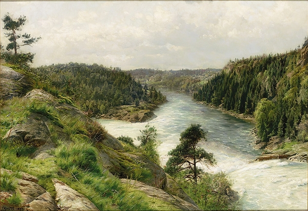 Troldhattens Fald Set Fra Hotel Udsigten [1897] by Peder Mørk Mønsted [Danish . 1859–1941] Print