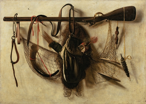 Still life with falconry instruments by Christoffel Pierson [1631–1714] Print