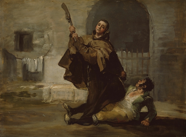 Friar Pedro Clubs El Maragato with the Butt of the Gun [c. 1806] by Francisco de Goya [1746–1828] Print