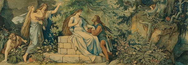 Die schöne Melusine. II. Am Waldbrunnen [1869] by Moritz von Schwind [1804–1871] Print