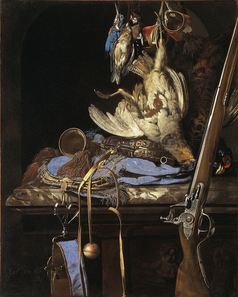 Still Life with Hunting Gear [1664] by Willem van Aelst [1627–ca. 1683] Print