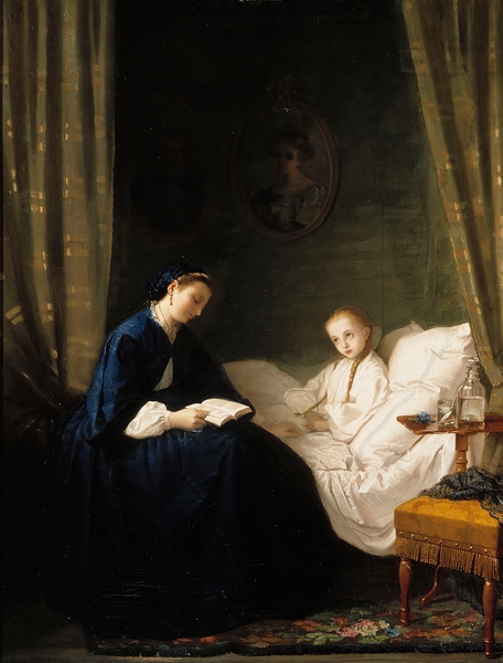 Mother Reading To Her Sick Child [1859–1862] by Ida Silfverberg [1834–1899] Print