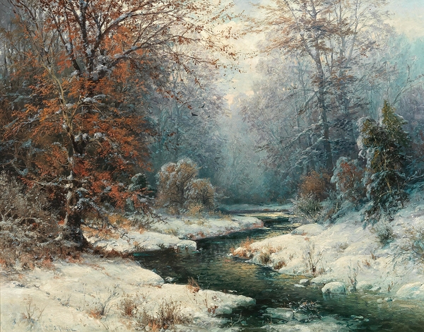 Winterliche Flusslandschaft by Adolf Kaufmann [1848–1916] Print