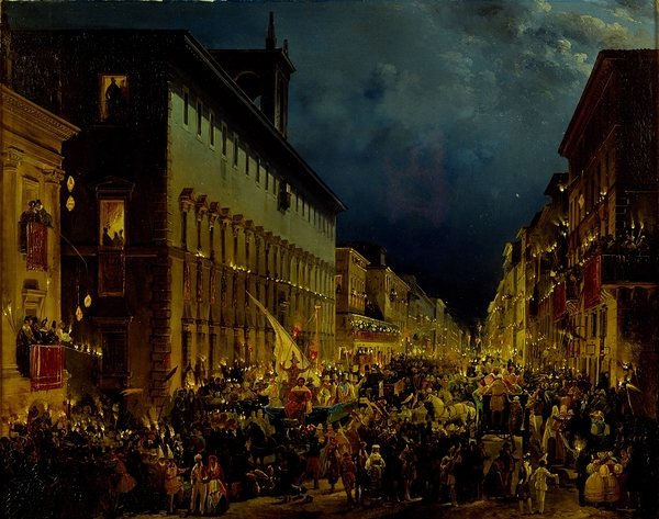 Moccoli Evening In Rome [1834] by Ippolito Caffi [1809–1866] Print