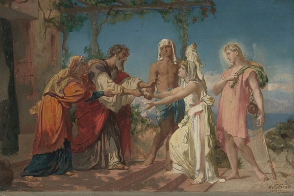 Tobias Brings His Bride Sarah to the House of His Father. Tobit [1830–82] by Henri Lehmann [1814–1882] Print