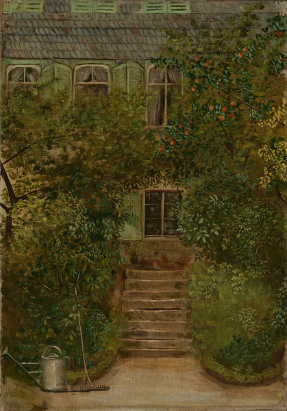 Garten eines Landhauses mit Giesskanne und Rechen [ca 1890] by Hans Thoma [1839–1924] Print