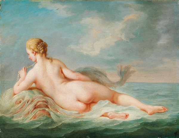 A Naiad lying upon a dolphin by Jacques Charlier [1720–1790] Print