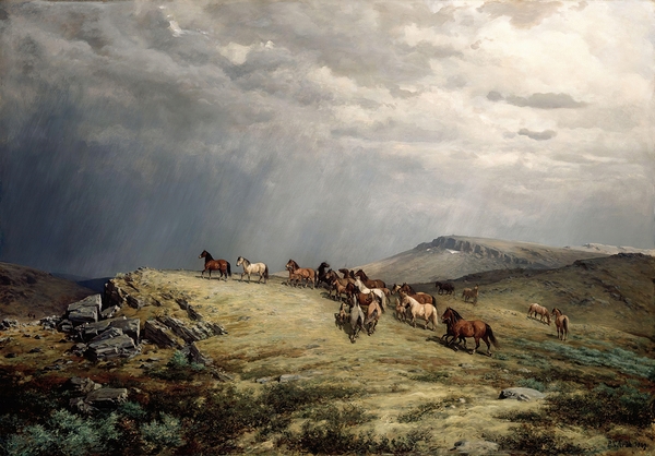 Horses in the Mountains [1889] by Peter Nicolai Arbo [1831–1892] Print
