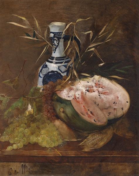 Früchtestillleben Mit Melone by Carl Von Merode [1853–1909] Print