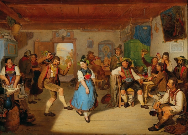 A Tyrolean Tavern. In The Background Andreas Hofer Seated At A Table by Anton Alois Kirchebner [1823–1868] Print