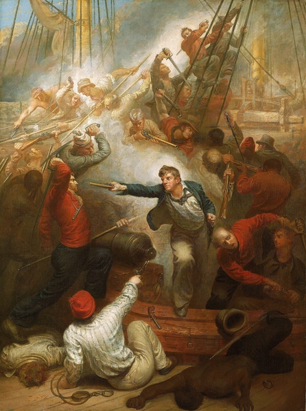 Captain William Rogers capturing the ‘Jeune Richard’. 1 October 1807 [1808] by Samuel Drummond [1766–1844] Print