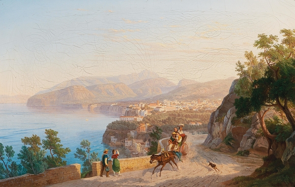 View of Sorrento. With a family outing in the foreground by Carl Wilhelm Götzloff [1799–1866] Print