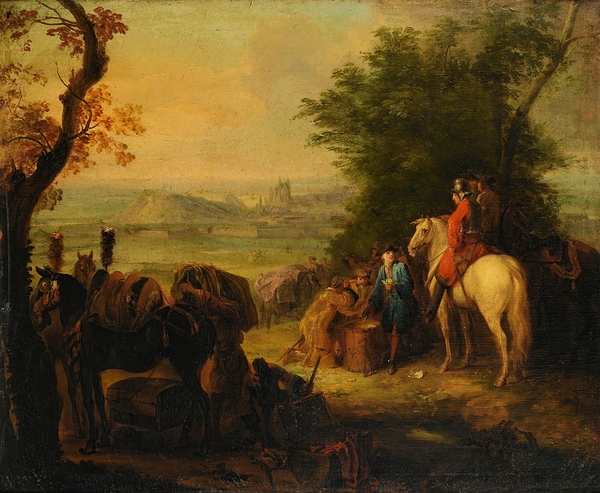 Resting of the troups during a military siege by Pierre Lenfant [1704–1787] Print