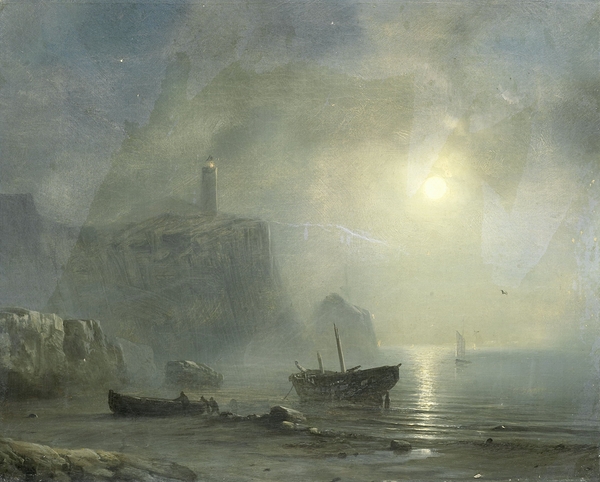 View of a Rocky Coast by Moonlight [1830–1880] by Théodore Gudin [1802–1880] Print