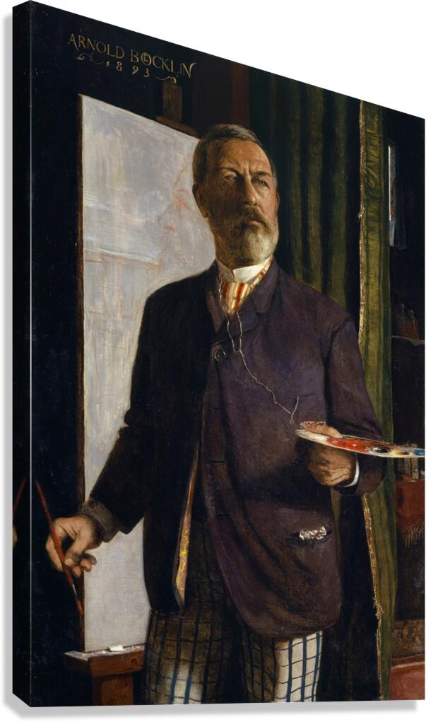 Self–Portrait in the Studio [1893] by Arnold Böcklin [1827–1901] Canvas Print