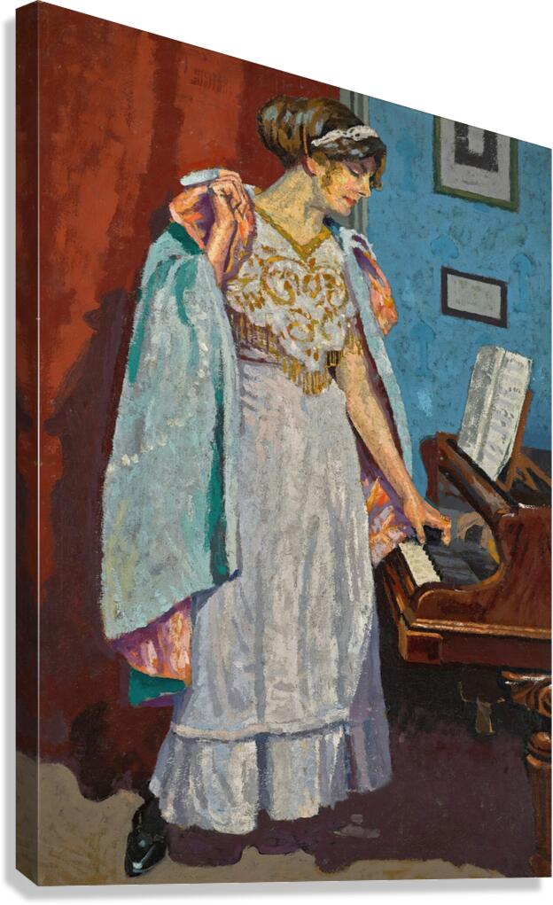 Zina Ogilvie. The artist’s wife. At the piano by Malcolm Drummond [1880–1945] Canvas Print