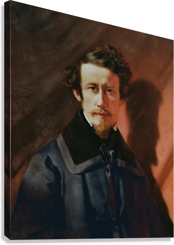 Selbstporträt vor rotem Grund [1843] by Franz Eybl [1806–1880] Canvas Print