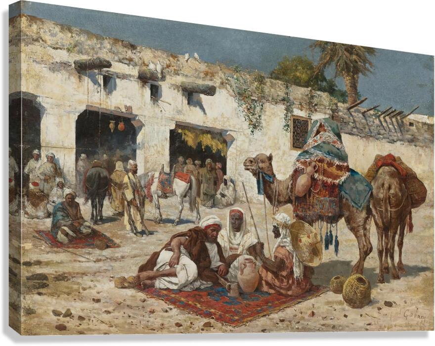 Caravan at rest by Giuseppe Gabani [1846–1899] Canvas Print