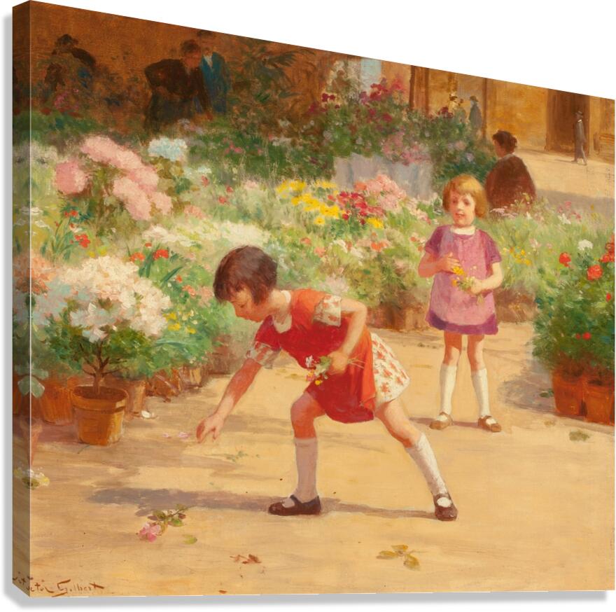 Gathering Flowers by Victor Gabriel Gilbert [1847–1933] Canvas Print