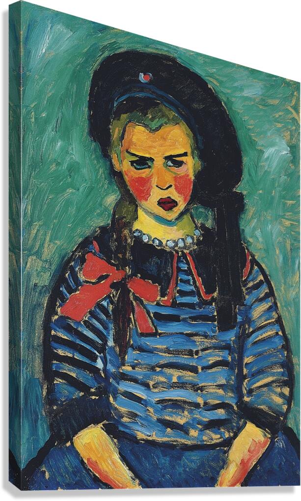Girl With Red Ribbon [1911] by Alexej von Jawlensky [1864–1941] Canvas Print
